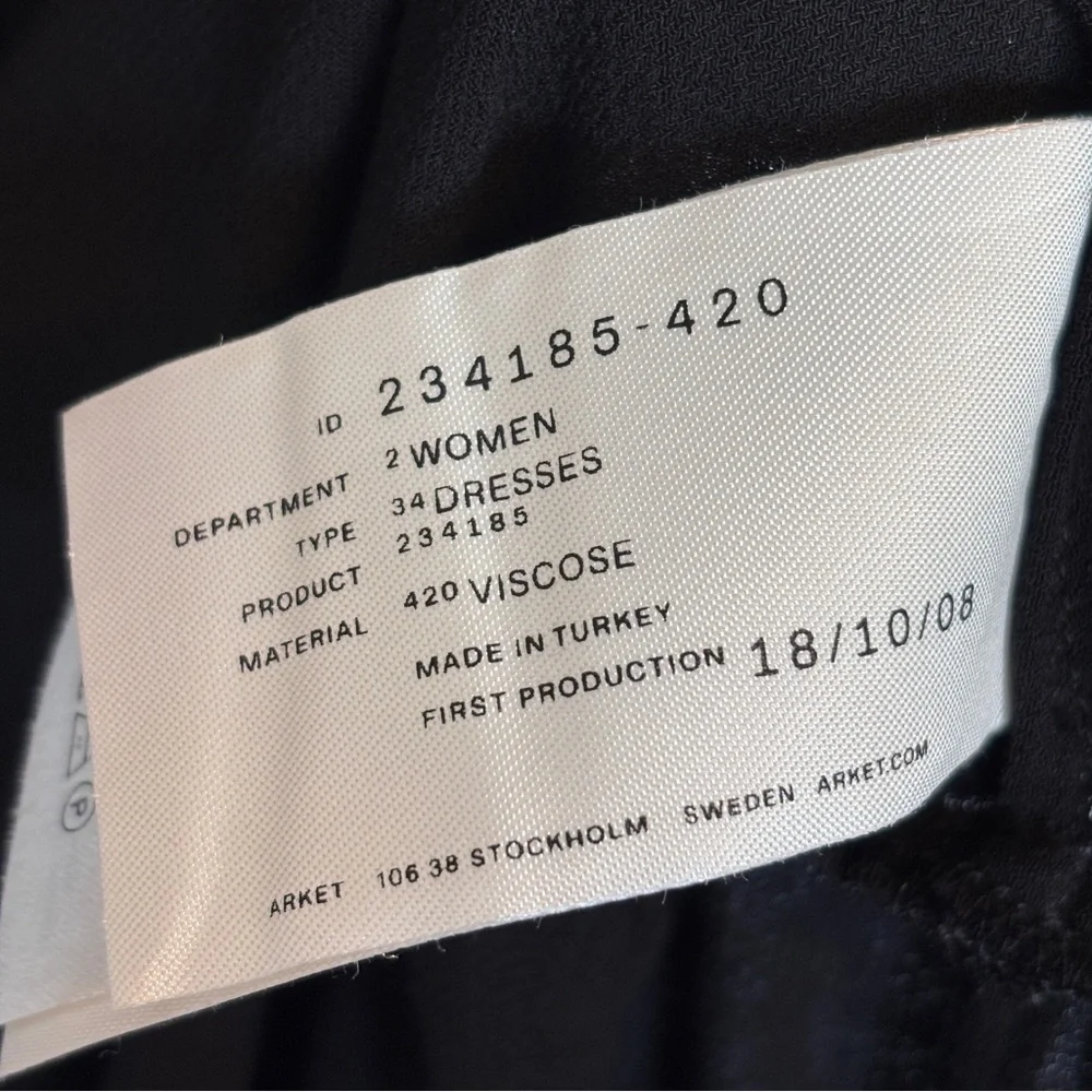 Arket Black Ruffled Crêpe Dress‎ Size Small - Picture 9 of 12